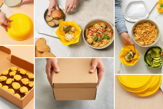 Moodboard de comida rápida y servicios de reparto a domicilio